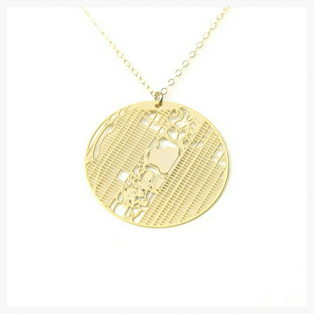 Gold NYC New York City Grid Necklace - Aminimal BK
